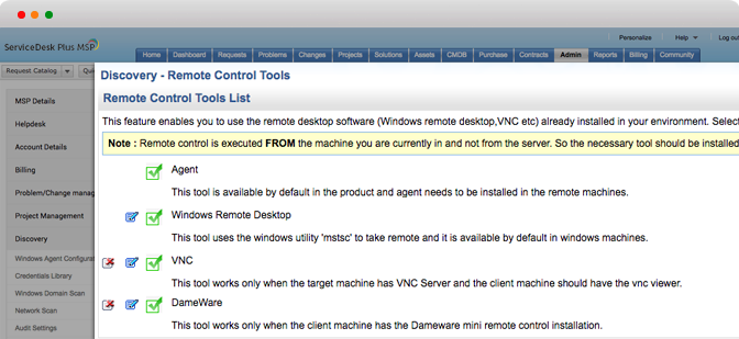 screenshot of ManageEngine ServiceDesk Plus MSP